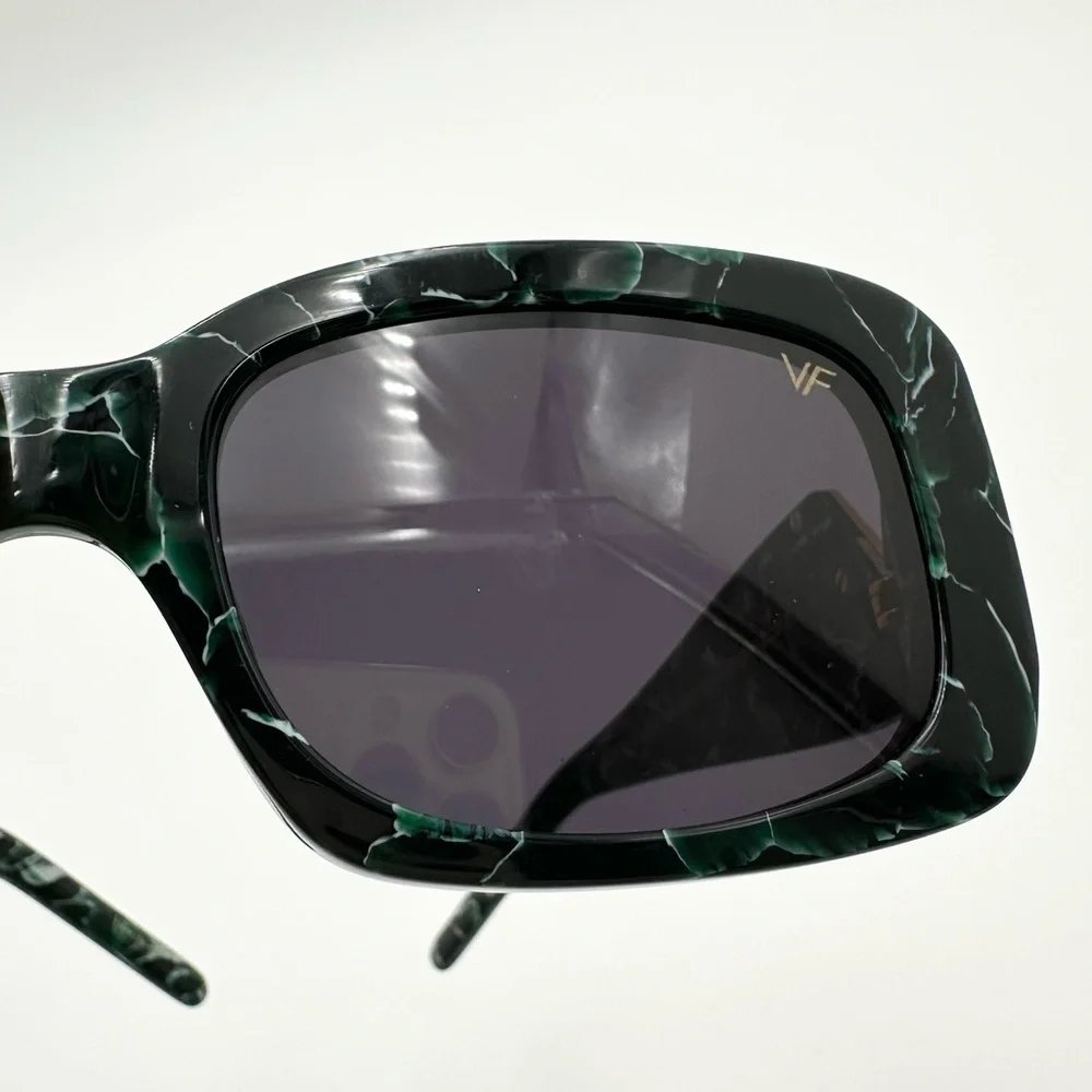 VINTAGE FRAMES COMPANY Vf Godfather Rectangle Sunglasses - Black/Green Marble